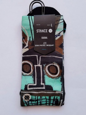 Κάλτσες Jean-Michel Basquiat x Stance νέες, σχέδιο 2 Heads on Gold, μέγεθος Large