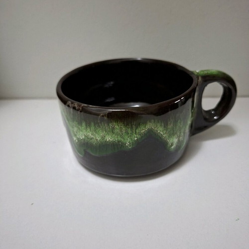 Vintage Vallauris ceramic tea set 1960s like new, brown-green lava glaze