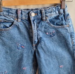 Zara Kids Disney Stitch wide leg embroidered denim jeans, size 9