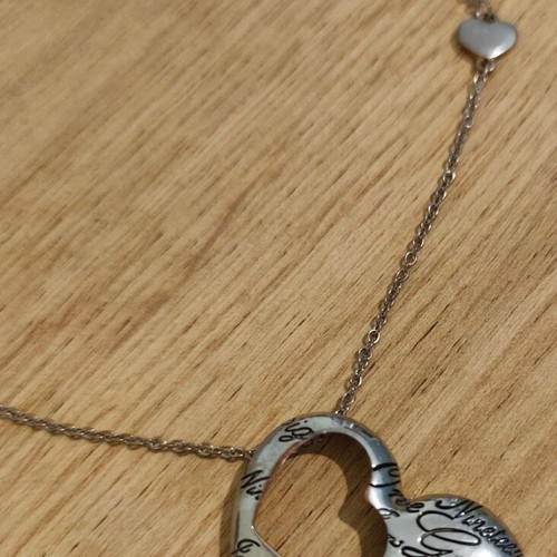 Guess Steel necklace new, silver stainless steel heart pendant
