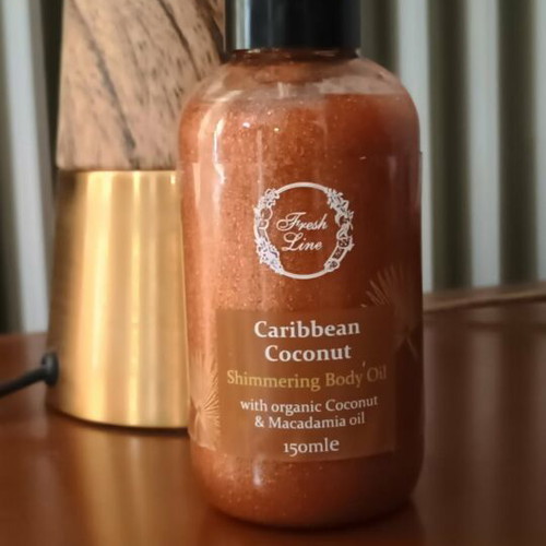 Fresh Line Caribbean Coconut Shimmering Body Oil with Organic Coconut & Macadamia