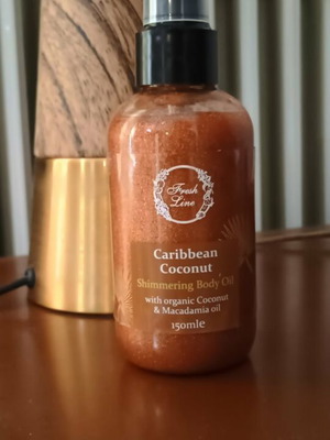Fresh Line Caribbean Coconut Shimmering Body Oil with Organic Coconut & Macadamia