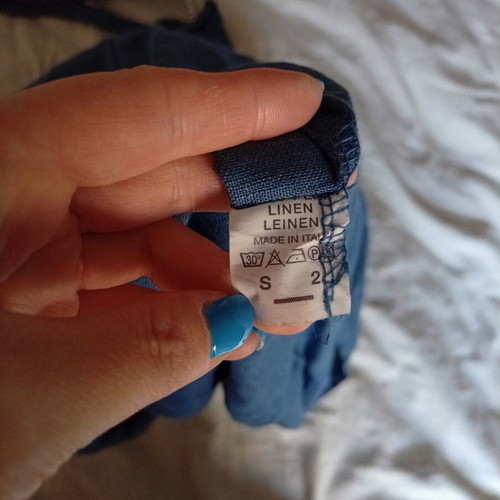 Linen dress with neck tie like new, size S, blue
