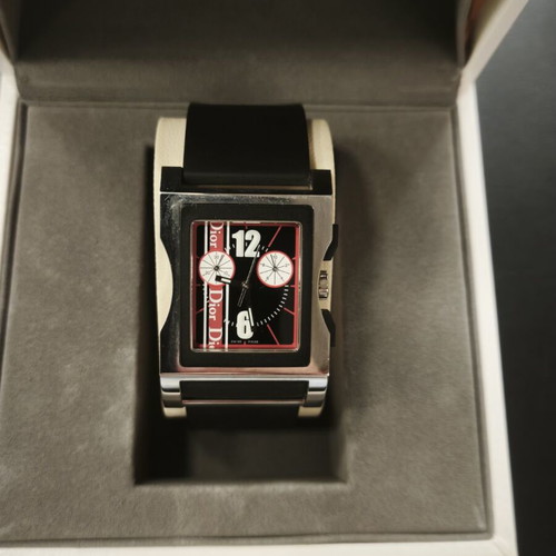Dior CD034313 rectangular chronograph watch, Swiss made, NOS