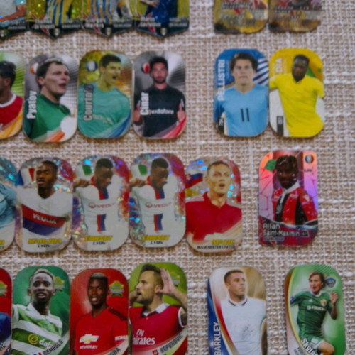 Set of 71 used metal tags from football collections