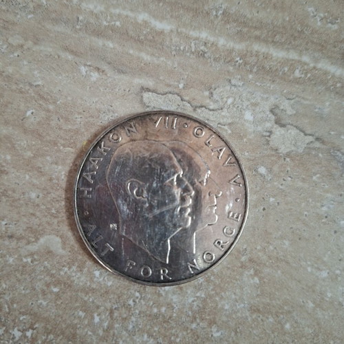 Norwegian 25 Kroner Silver Commemorative Coin 1970 used