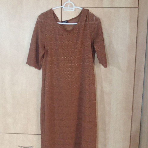 Gianni Rodini women's dress used, brown perforated fabric, size XL