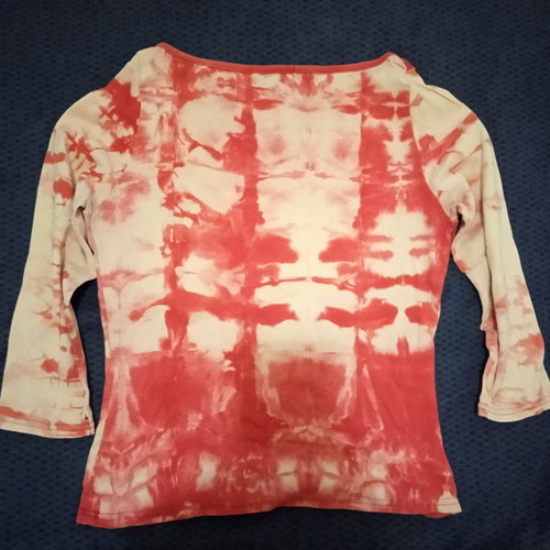 Vintage Y2K Tie-Dye blouse egg used, red and cream, size M