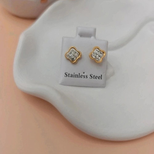Stainless steel earrings new, white and gold-colored