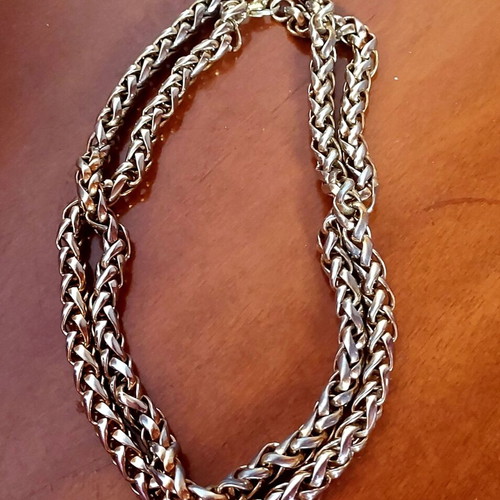 Unisex Franco Wheat Chain Necklace used, gold and silver color