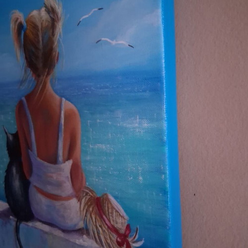 Painting "Friends" acrylic on canvas 30x40 cm new