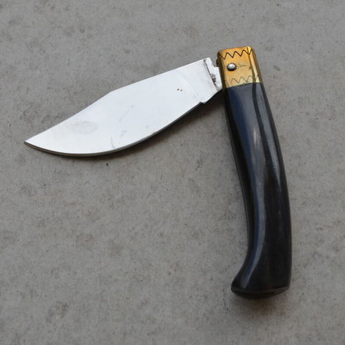 Handmade Folding Knife Stainless Steel Buffalo Horn Handle new