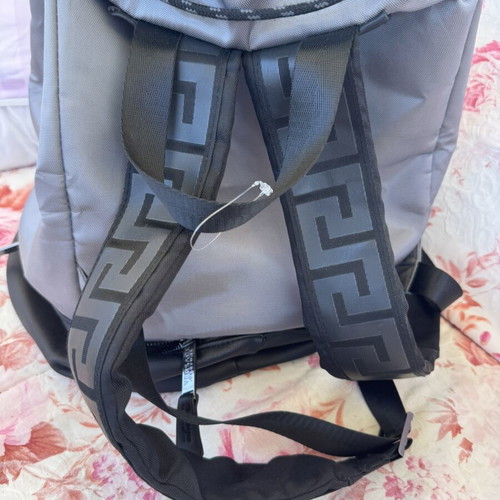 Versace backpack, large with mesh front pocket, black and grey