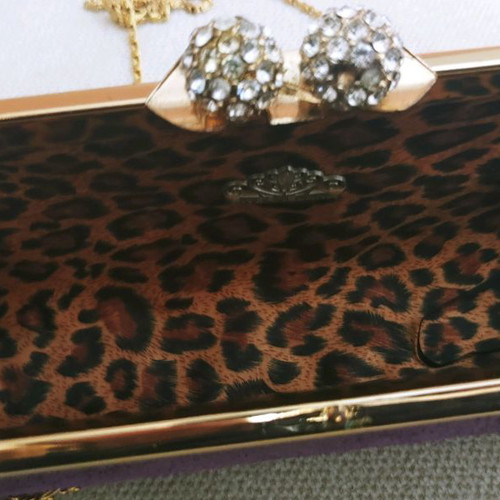 Shoulder bag used, evening purple with gold metal details