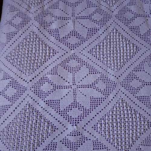 Handmade knitted cotton tablecloth set 145x150 and runner 36x150 cm like new