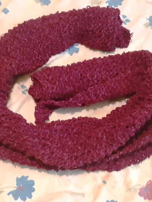 Handmade knitted scarf new, burgundy color