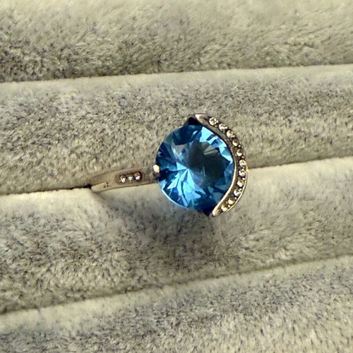 Silver ring with Swarovski crystal new, blue and silver