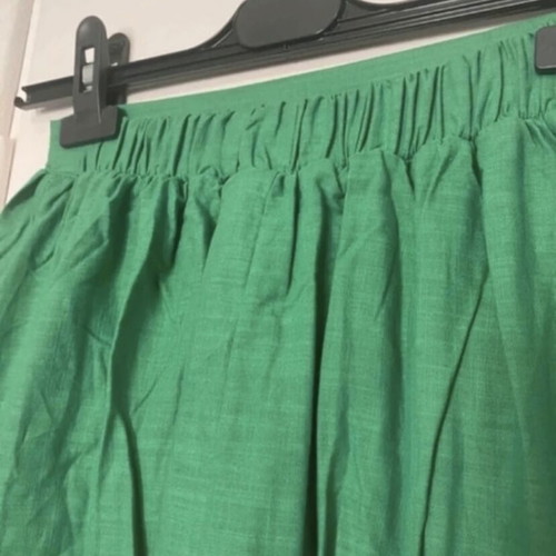 Summer set linen, crop top and A-line skirt, new, green, size large