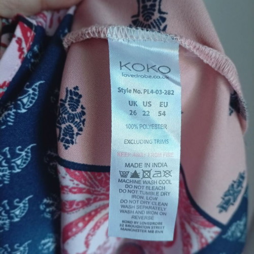 Coco Summer Dress Uk54 Like New, Patchwork Pattern, Bell Sleeves