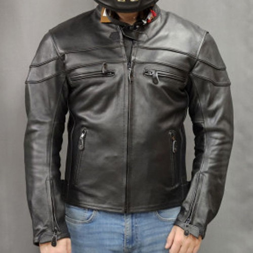 Leather motorcycle jacket new with protectors natural leather model 6