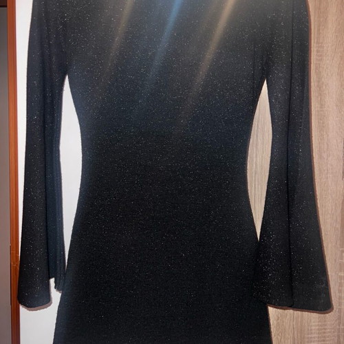 Denny Rose mini black dress like new with glitter and bell sleeves