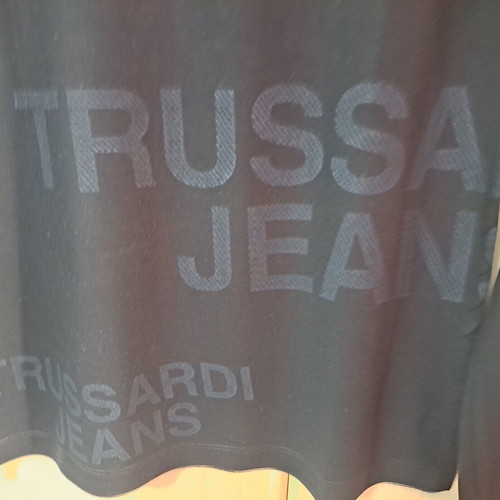 Trussardi Jeans long-sleeve shirt new, black with gray letters, size S