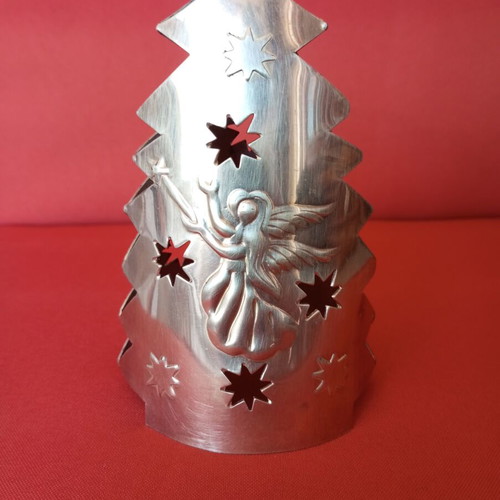 Bronze Christmas Candle Holder handmade, like new, angel design