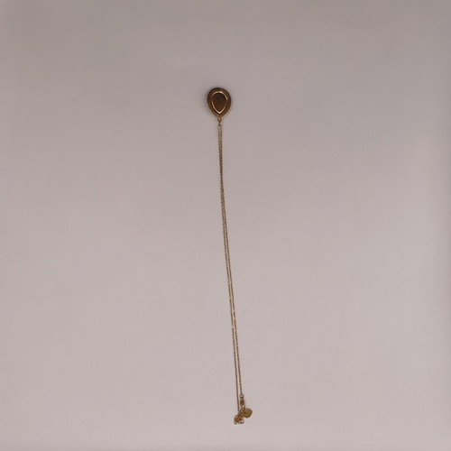 Gold-plated stainless steel necklace with green teardrop pendant