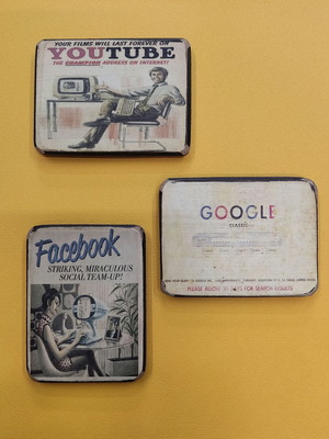 Wooden fridge magnets new handmade vintage