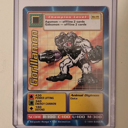 Digimon Bandai 1999 collectible cards used, set of 7