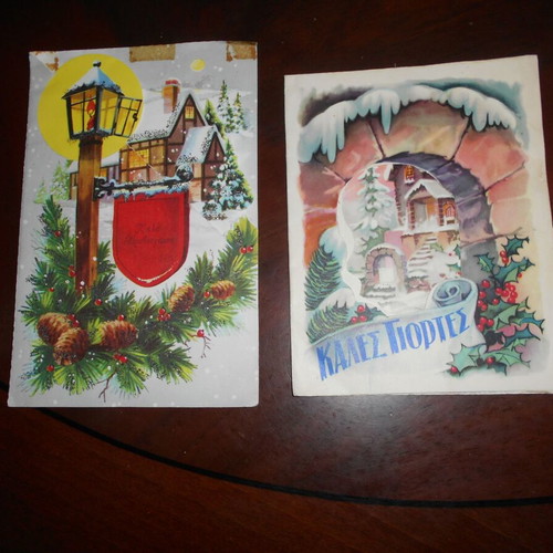Christmas cards used, pack of 11, folding chromolithographs