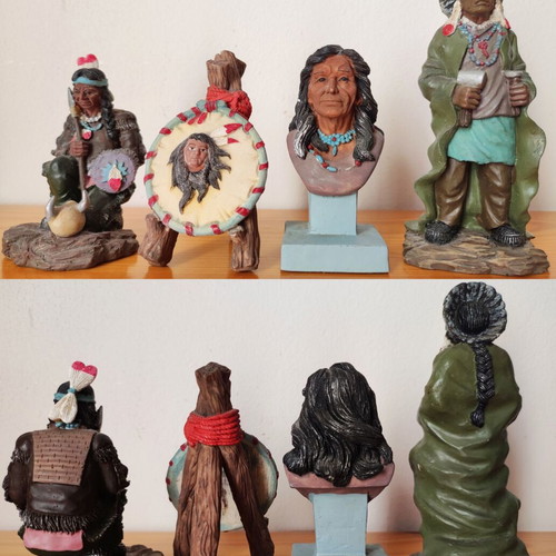 Vintage Native American miniature figures used, set of 7