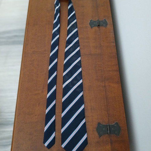 Bonaparte tie used, Italian made, 100% microfiber, blue with stripes