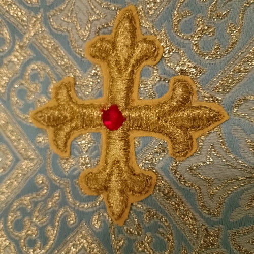 Priestly epitrachelion like new, blue with gold, height 1.53 m