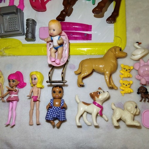 Barbie Mattel large set with furniture, 8 dolls, 9 animals, accessories