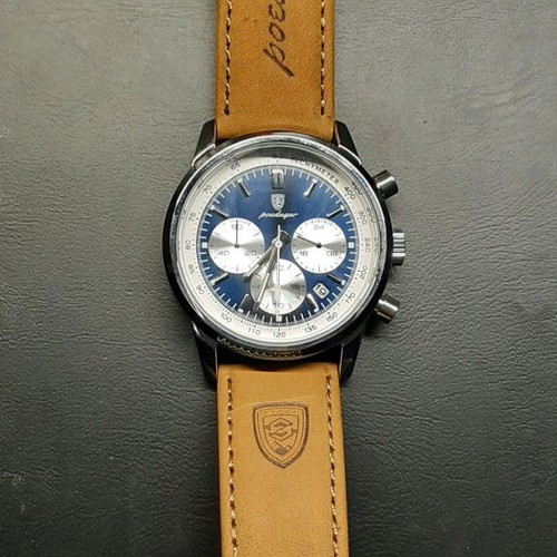 Chronograph watch new with leather strap