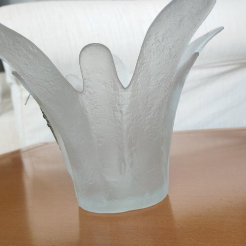 Handmade Murano Art Glass Lotus Vase, like new, 20cm opening