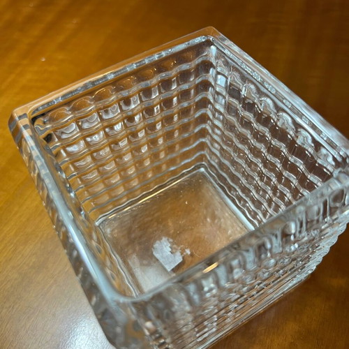 Vintage Τετράγωνο Κρυστάλλινο Βάζο Μπολ 1980s heavy cut glass σαν καινούργιο