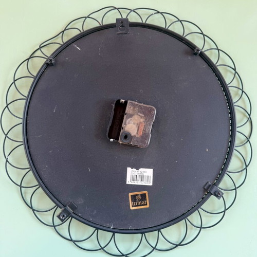 Trimar wall clock analog used, needs repair, 35cm diameter