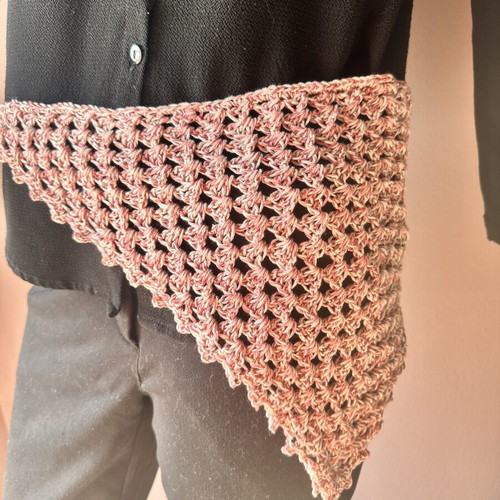 Handmade Crochet Bandana with Pink Beige Mix
