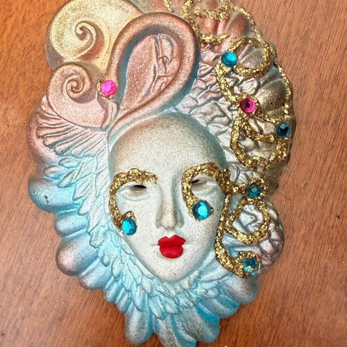Venetian masks pack of 5 used, handmade gypsum 10cm each