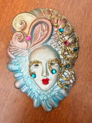 Venetian masks pack of 5 used, handmade gypsum 10cm each