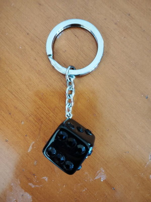 Keychain with dice and rhinestones new, black