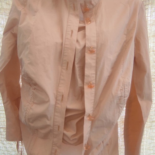 ESTI women's set, pale peach with decorative buttons and gathers, 3 pieces
