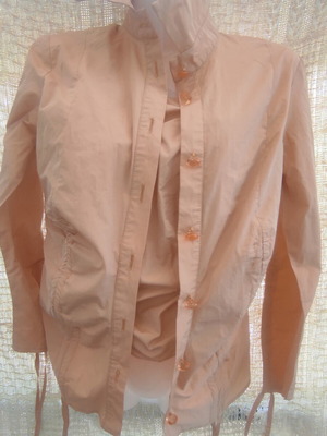 ESTI women's set, pale peach with decorative buttons and gathers, 3 pieces