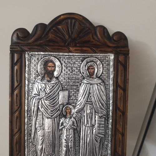 Icon of Saints Raphael, Nicholas, and Irene, like new, 30x20cm