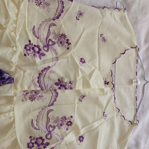 Maxi nightgown yellow with purple embroidered flowers, new, size XL