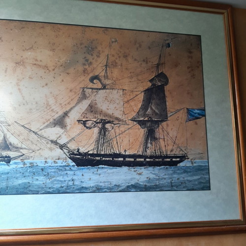 Vintage frame with sea theme used