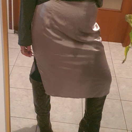 Satin midi skirt Zara new, silver-grey, size L