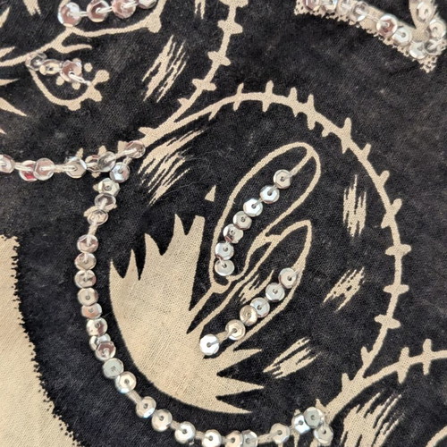 Anitsa Paris Vintage Sequin Cotton Midi Skirt like new, black and beige
